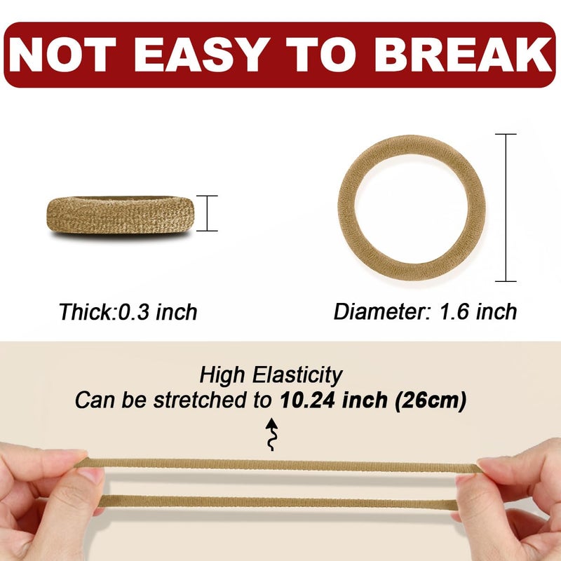 IKOCO 150PCS Hair Ties, Hair Ties for Women No Damage, Cotton Seamless Ponytail Holders for Thick Hair, Light Brown - Image 3